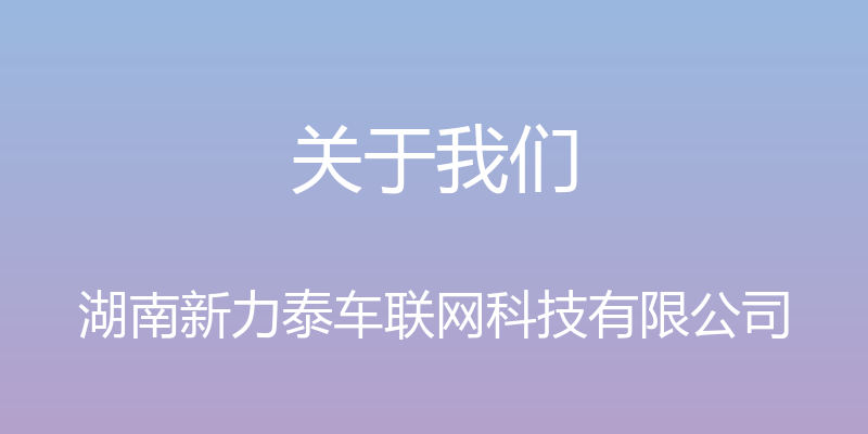 关于我们 - 湖南新力泰车联网科技有限公司