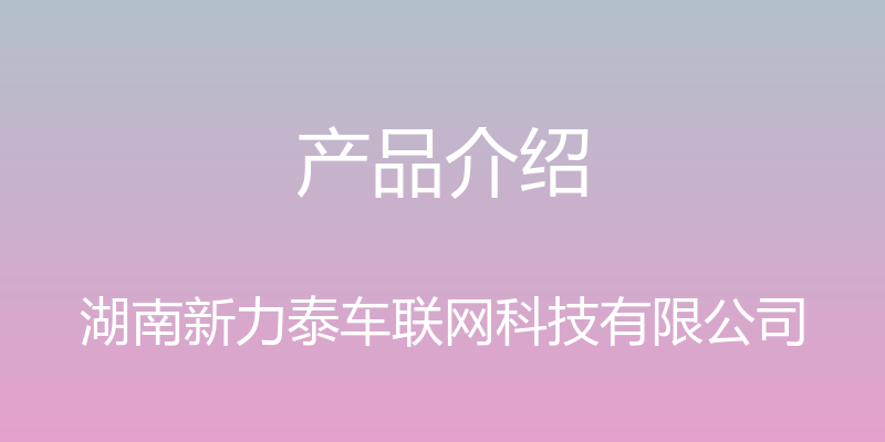 产品介绍 - 湖南新力泰车联网科技有限公司