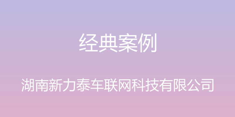 经典案例 - 湖南新力泰车联网科技有限公司