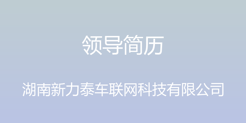 领导简历 - 湖南新力泰车联网科技有限公司