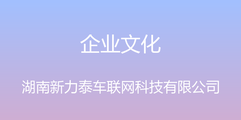 企业文化 - 湖南新力泰车联网科技有限公司