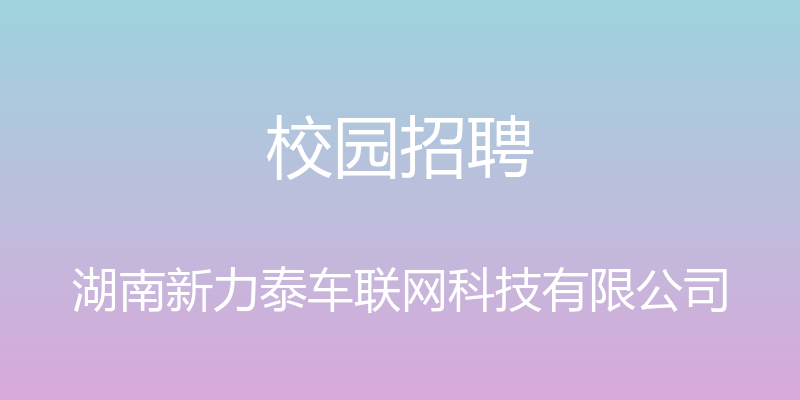 校园招聘 - 湖南新力泰车联网科技有限公司